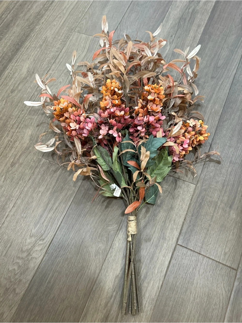 Pottery Barn Faux Floral Bouquet Pair - Orange, Pink & Green
